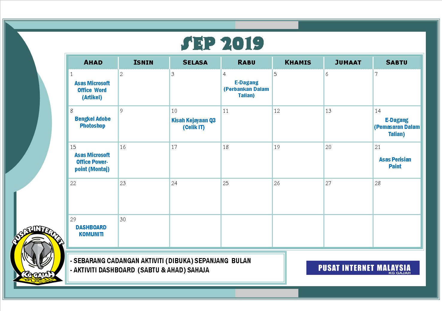 jadual aktiviti sept 2019