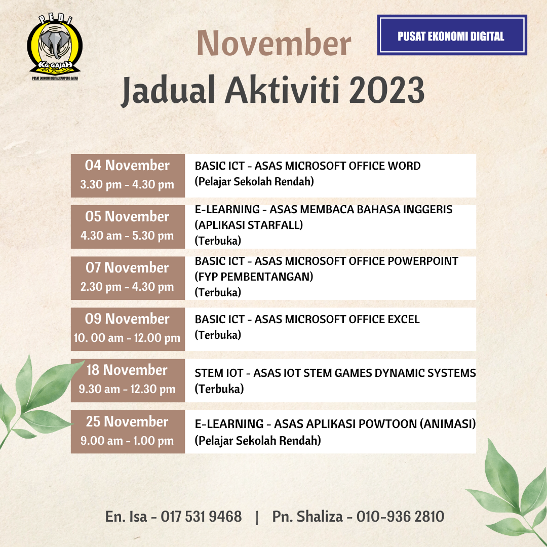 Jadual September 2023