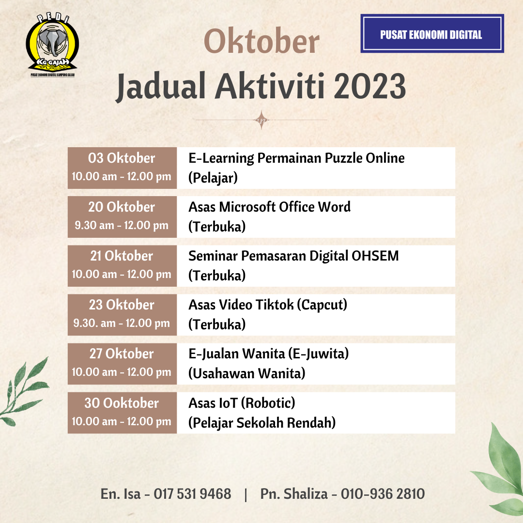 Jadual September 2023