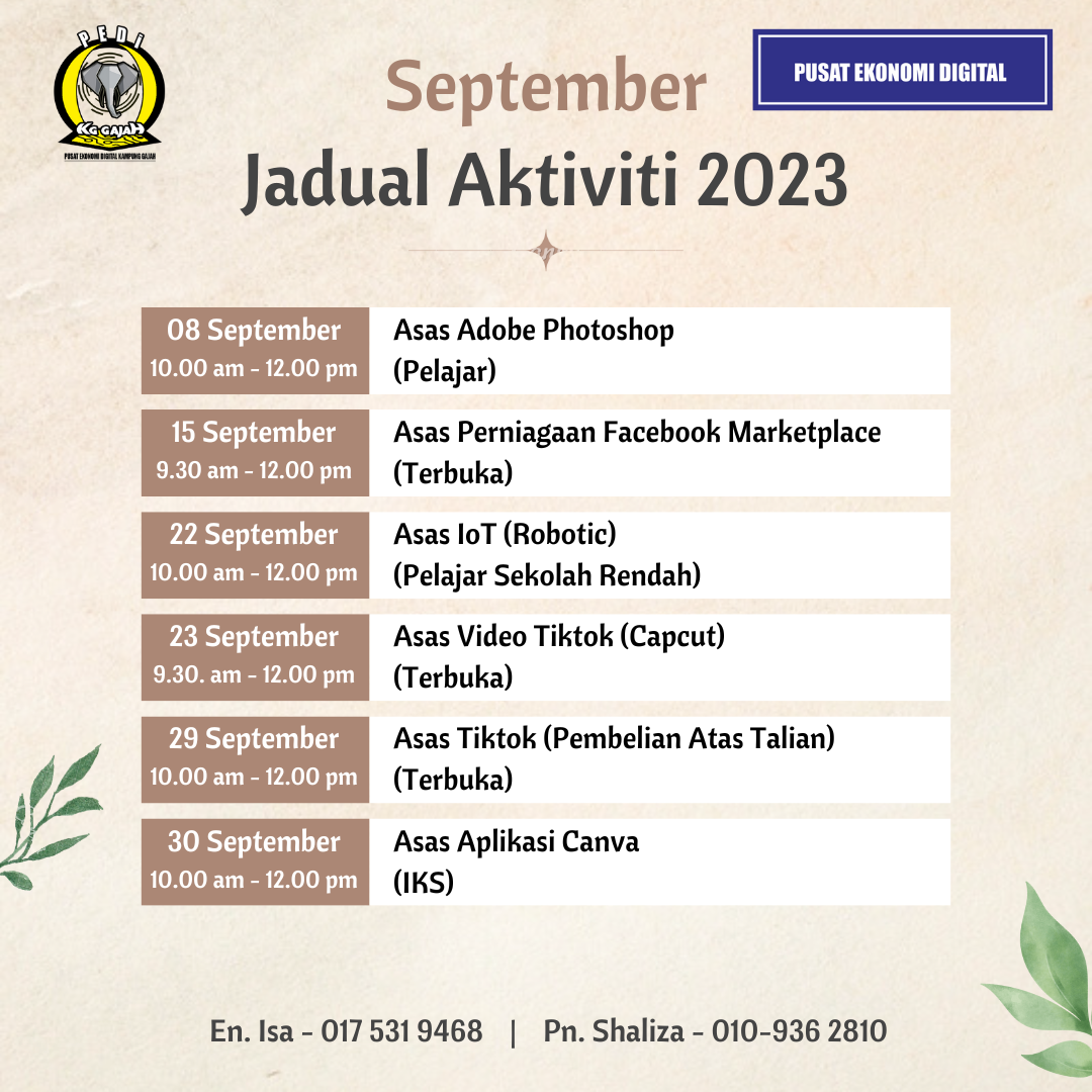 Jadual September 2023