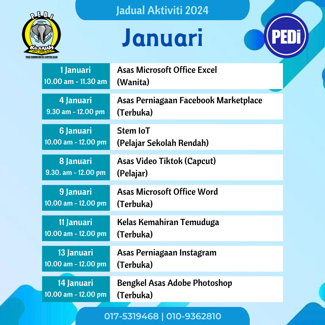 Jadual Januari 2024